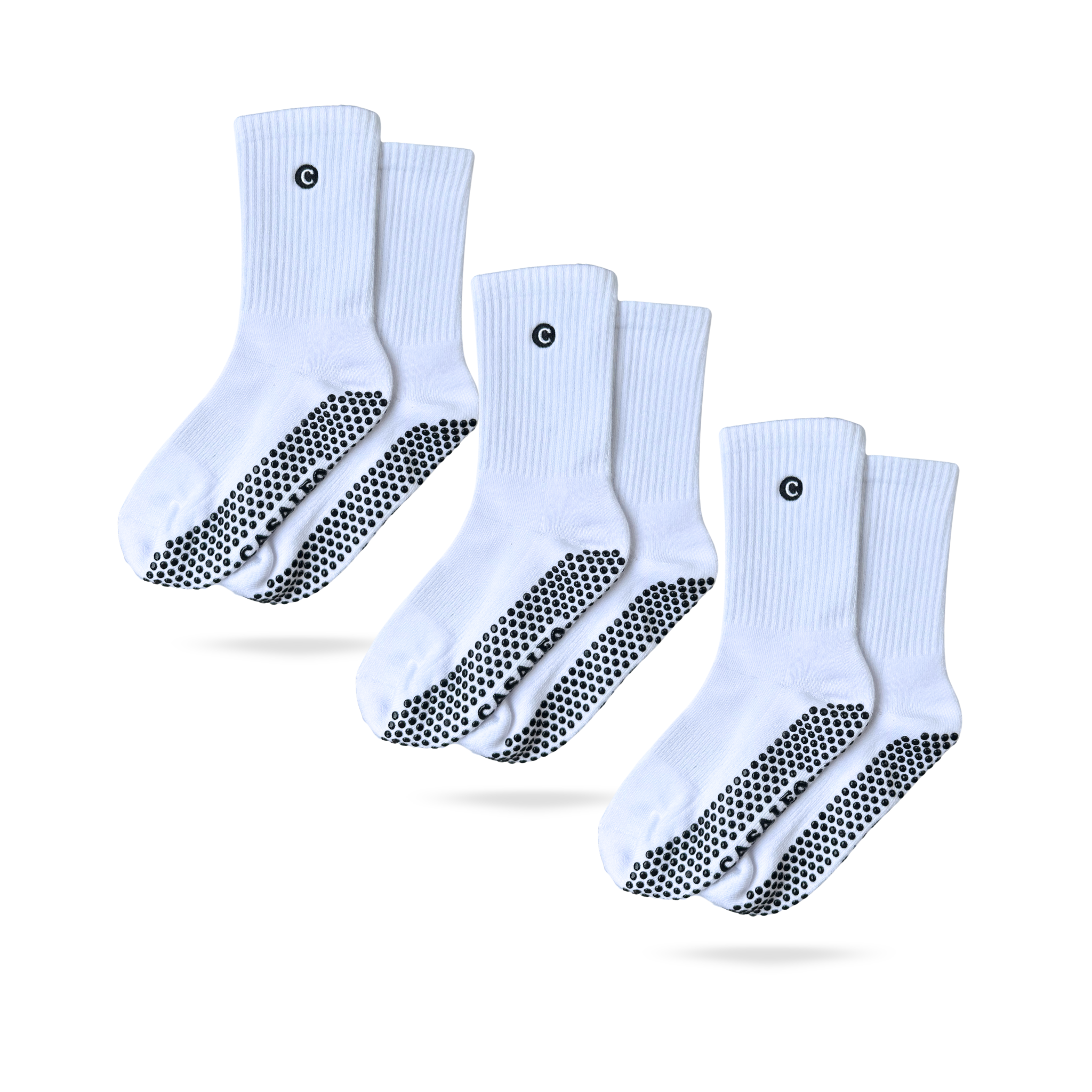 3er Bundle der CASALEO Grip Socken in Weiß