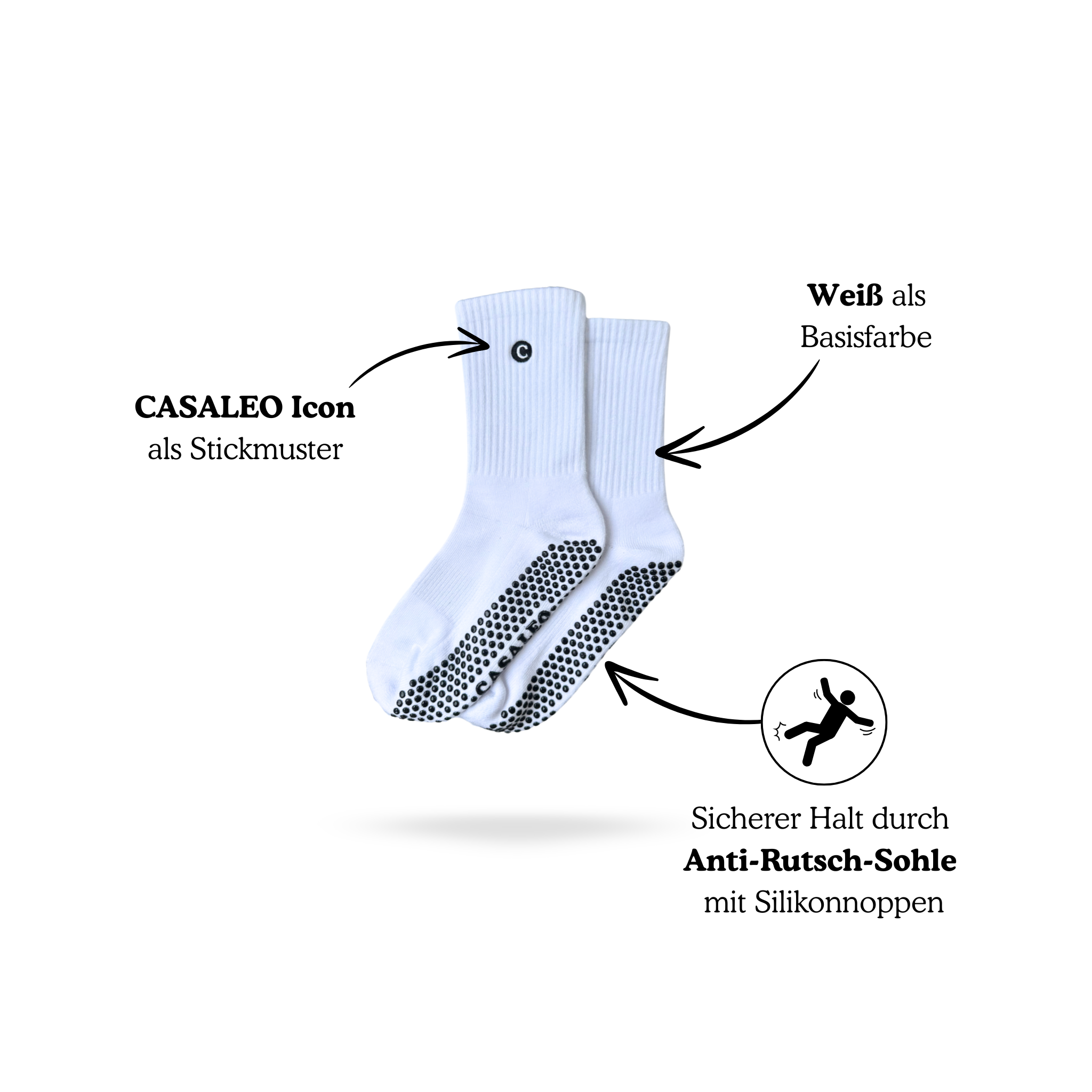 Vorteile der CASALEO Grip Socken in Weiß erklärt