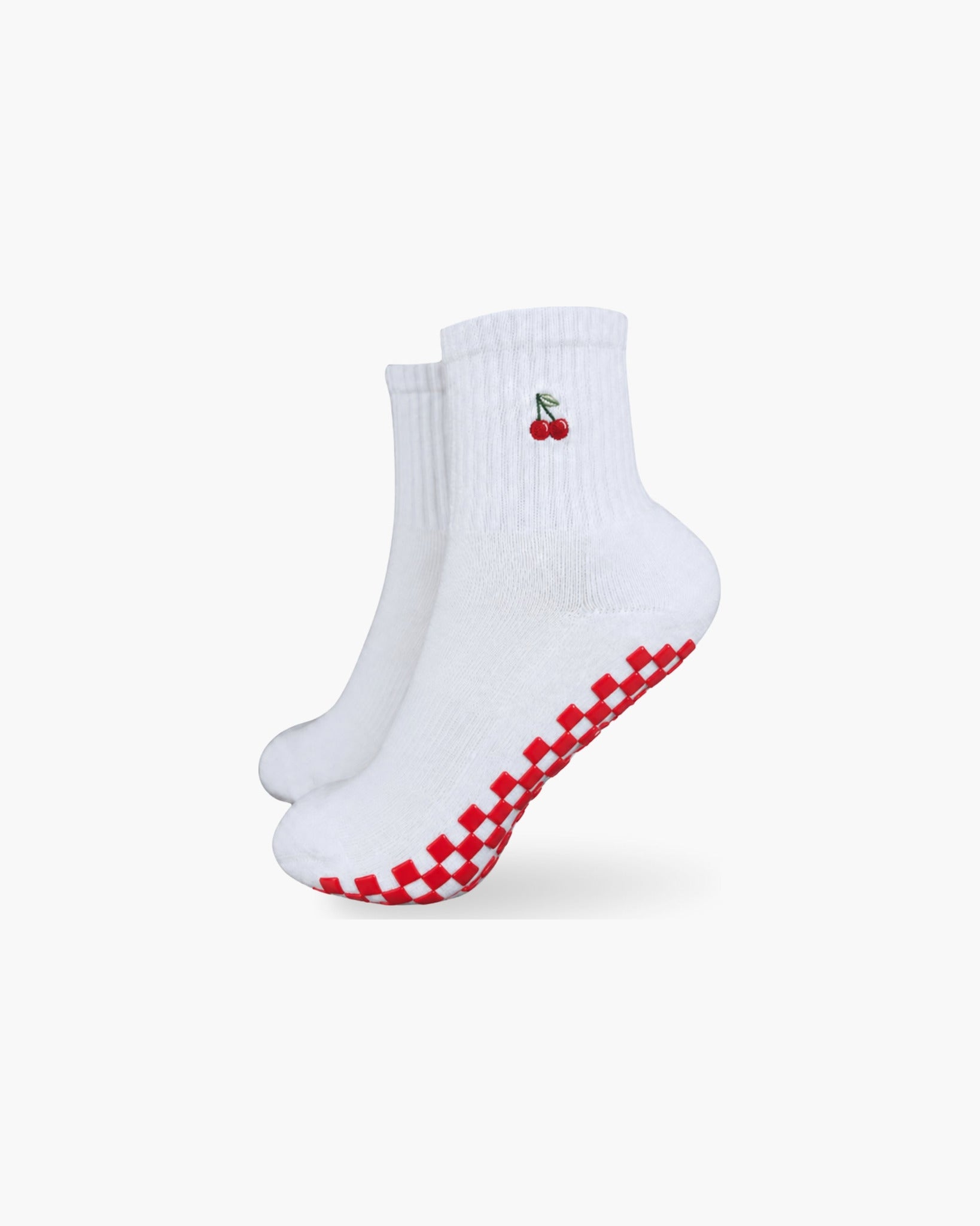 CASALEO Grip Socken mit roter Grip Sohle und Kirsch Icon, ideal für Pilates, Yoga und Barre