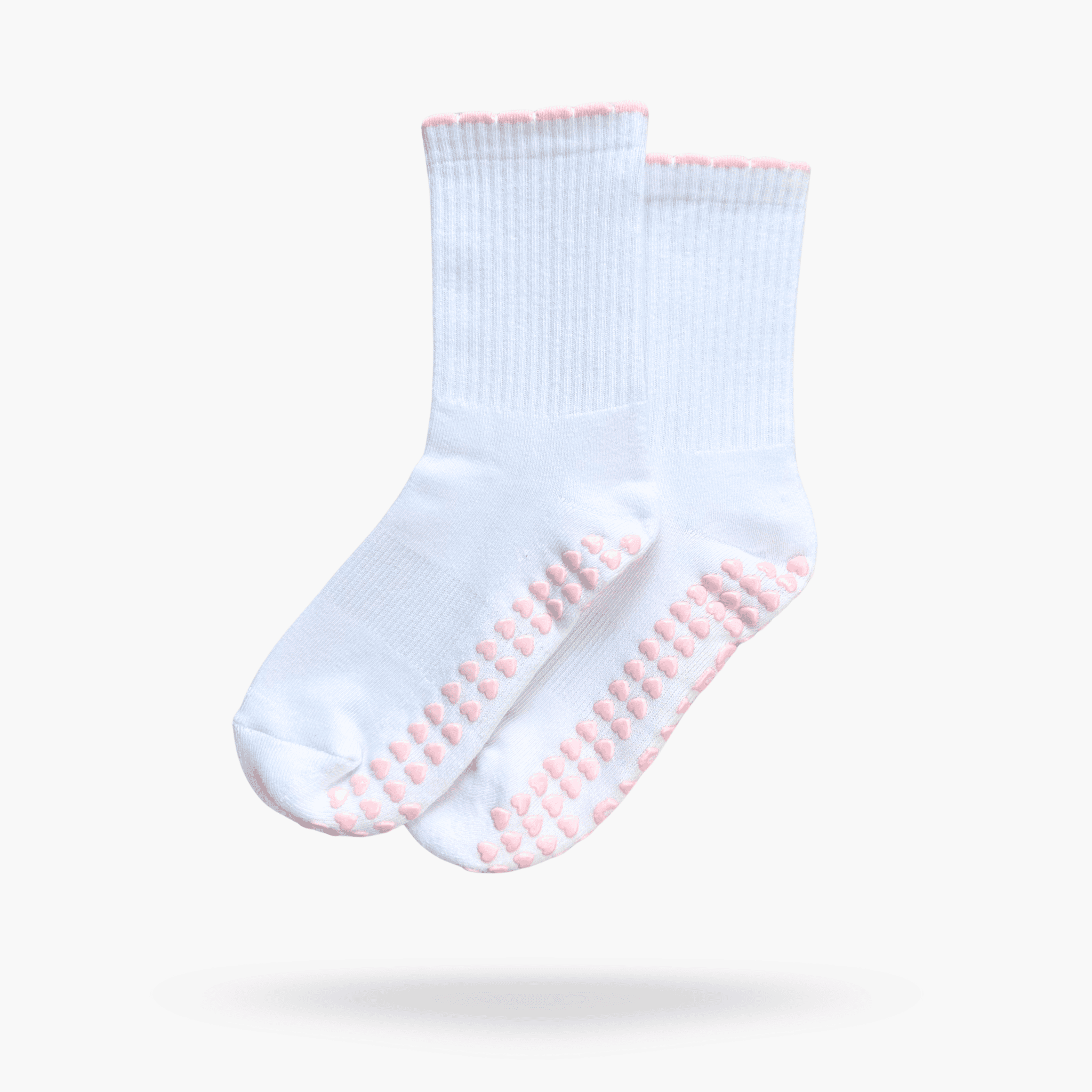 CASALEO Grip Socken in Weiß mit Rüschen Detail in Pink