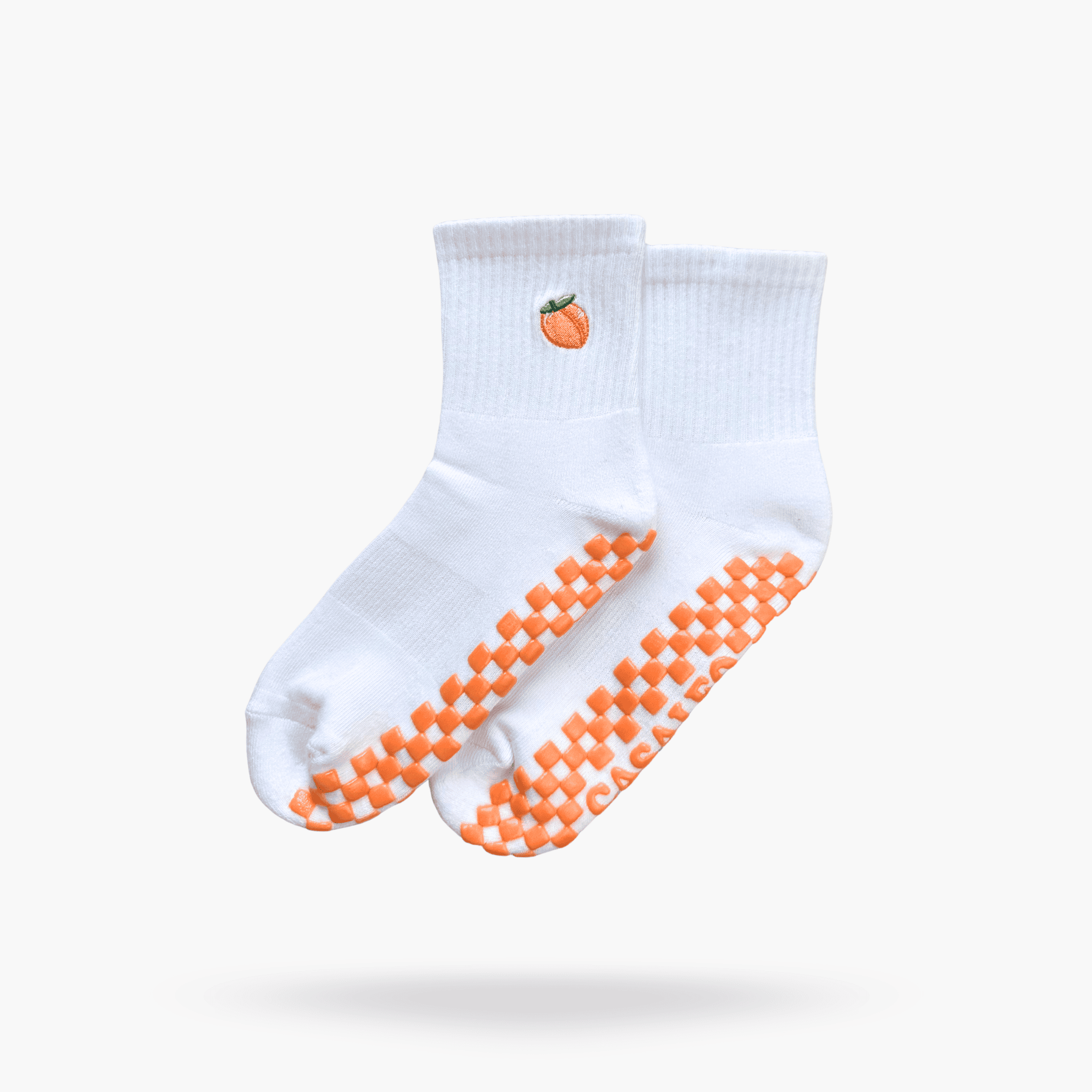 CASALEO Grip Socken mit orangener Grip Sohle und Pfirsich Icon, ideal für Pilates, Yoga und Barre