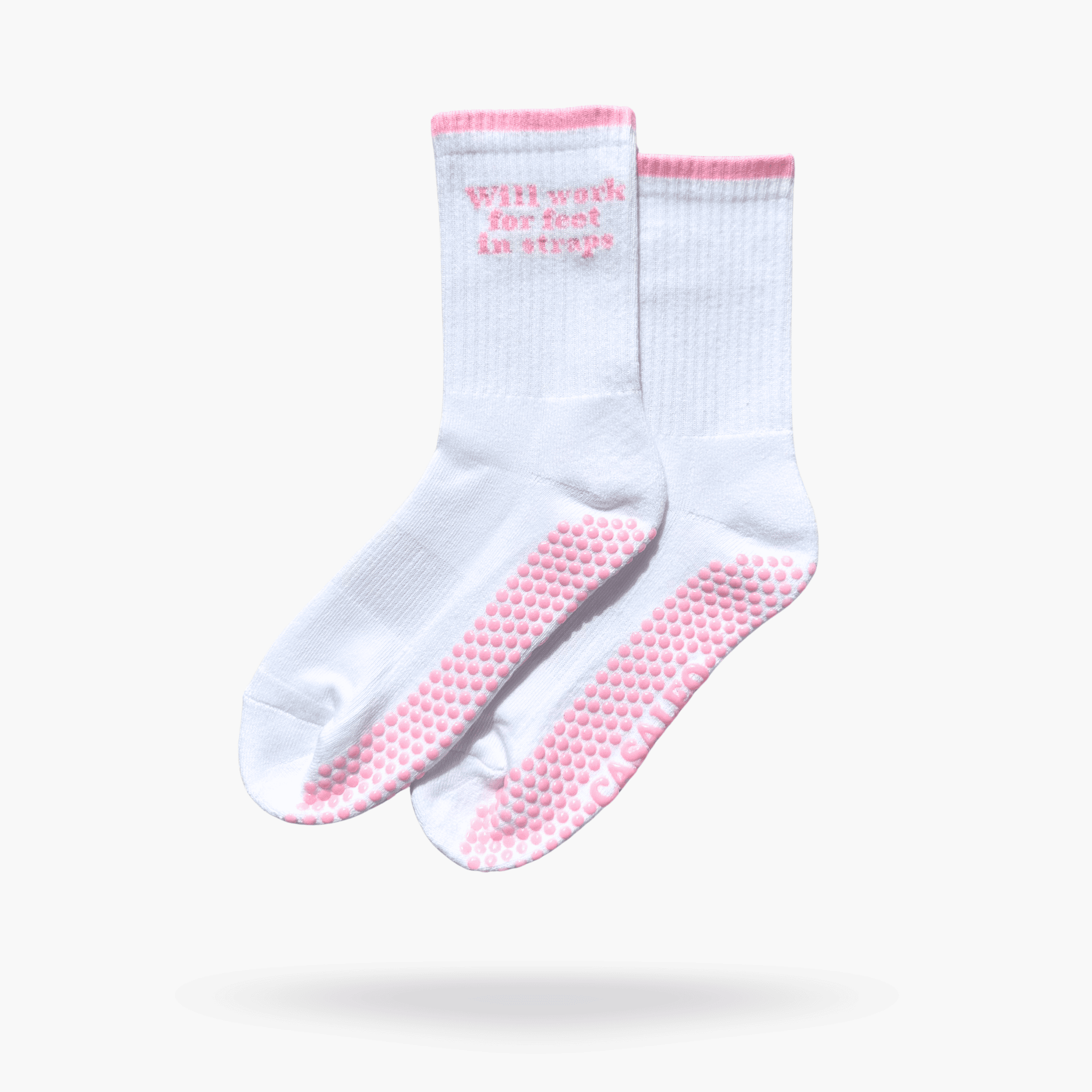 CASALEO Grip Socken in mit "will work for feet in straps Aufschrift, optimal für Pilates, Yoga und Barre
