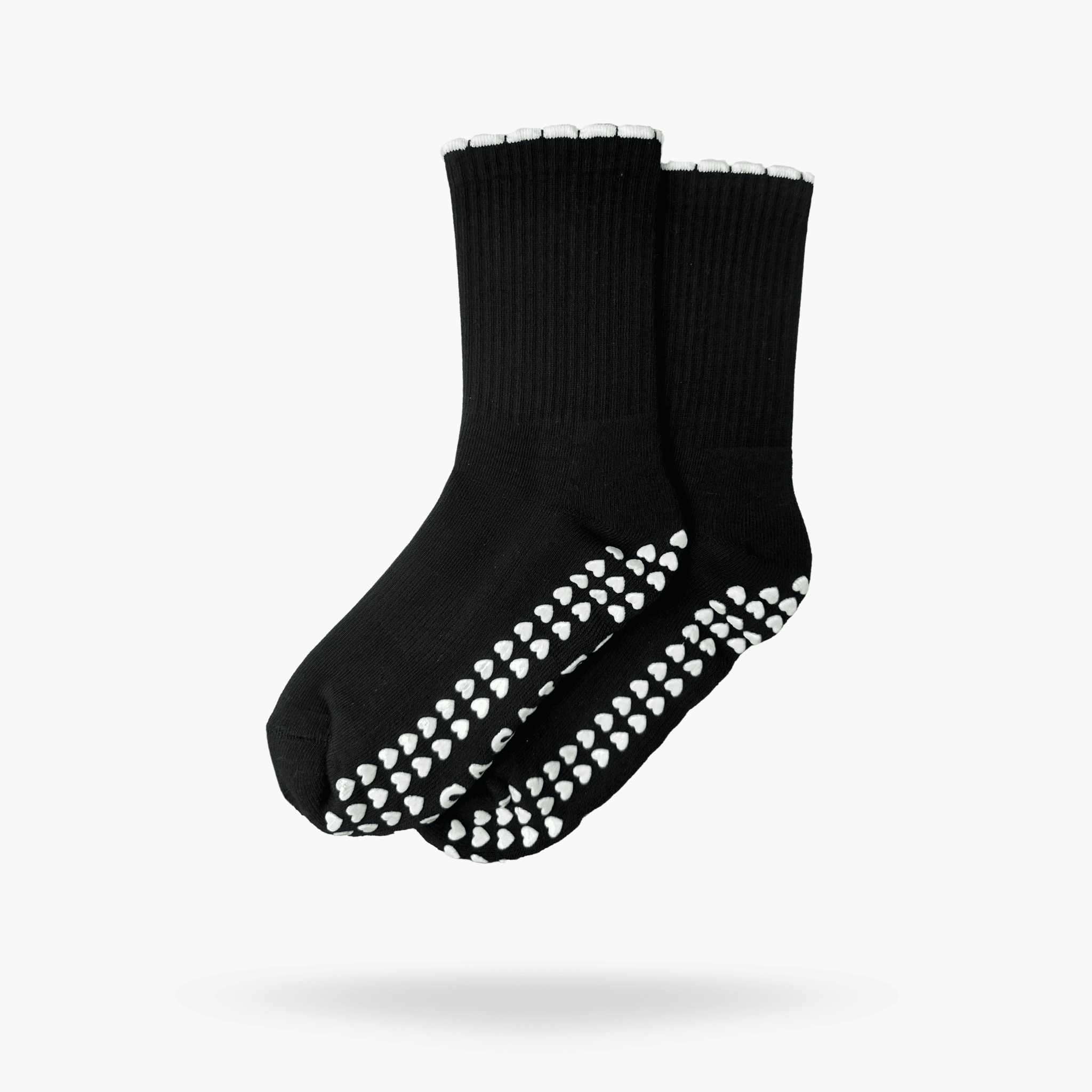 CASALEO Grip Socken in Schwarz mit Rüschen Detail in Weiß, optimal für Pilates, Yoga und Barre