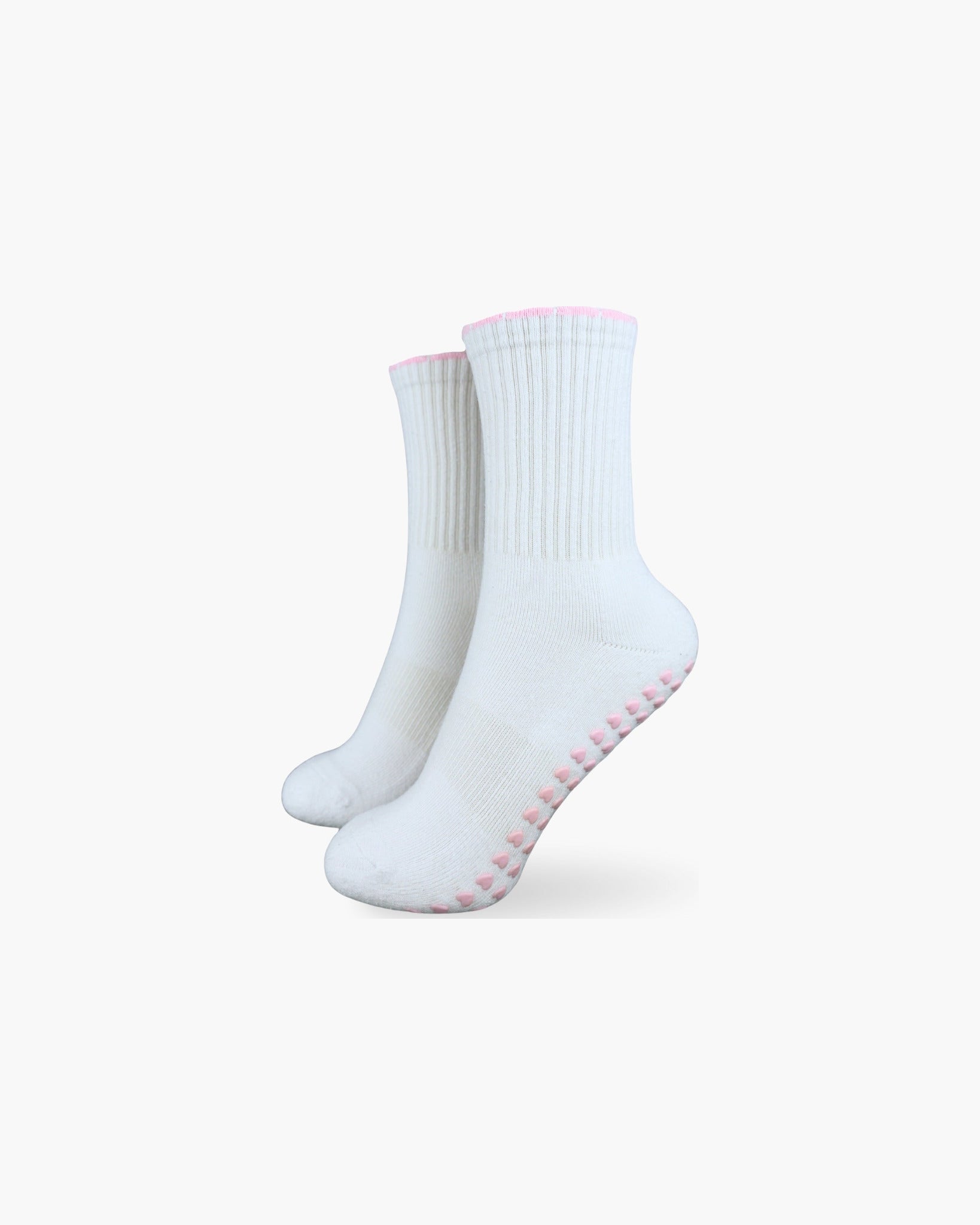 CASALEO Grip Socken in Weiß mit Rüschen Detail in Pink
