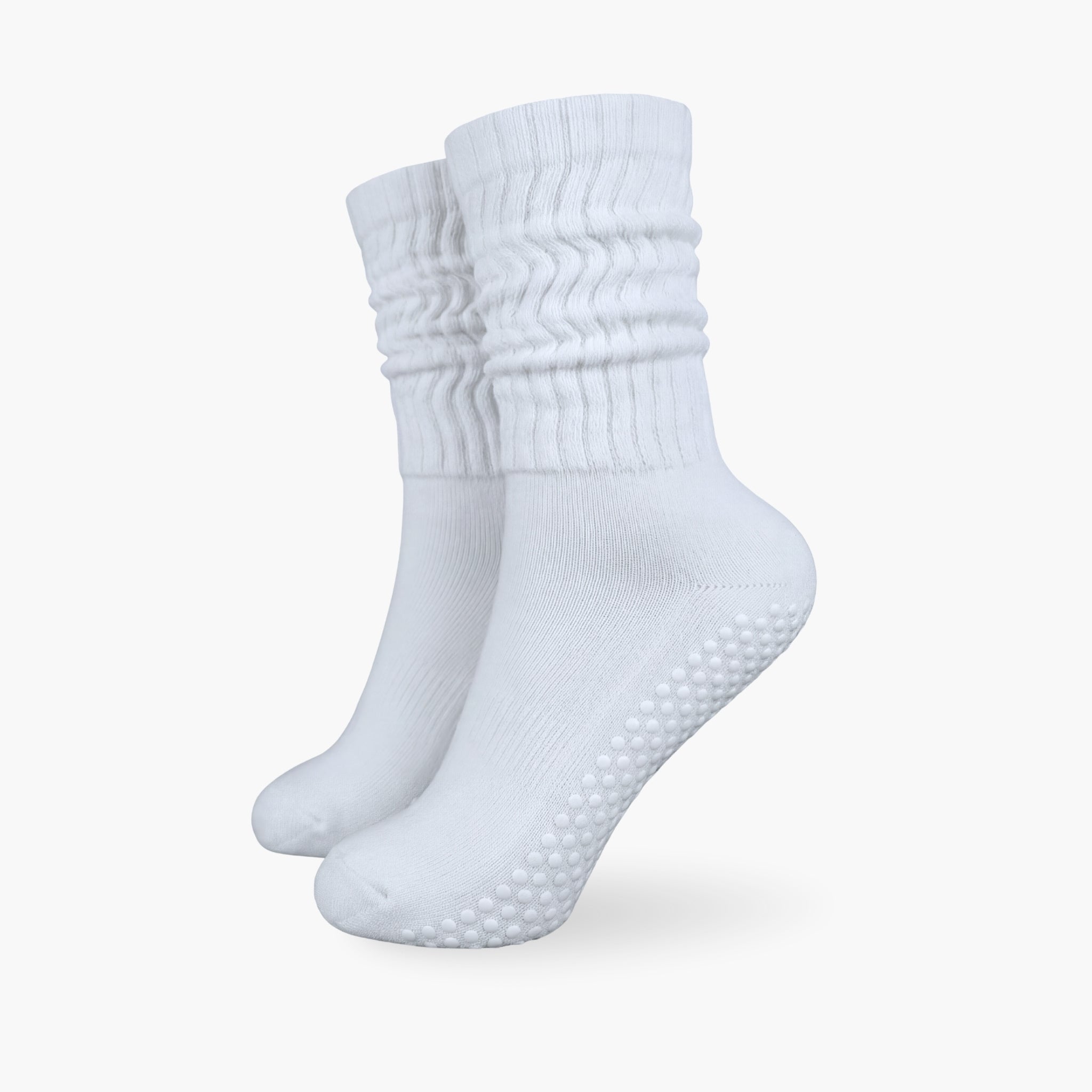 Weiße CASALEO Scrunch Grip Socken, optimal für Pilates, Yoga und Barre