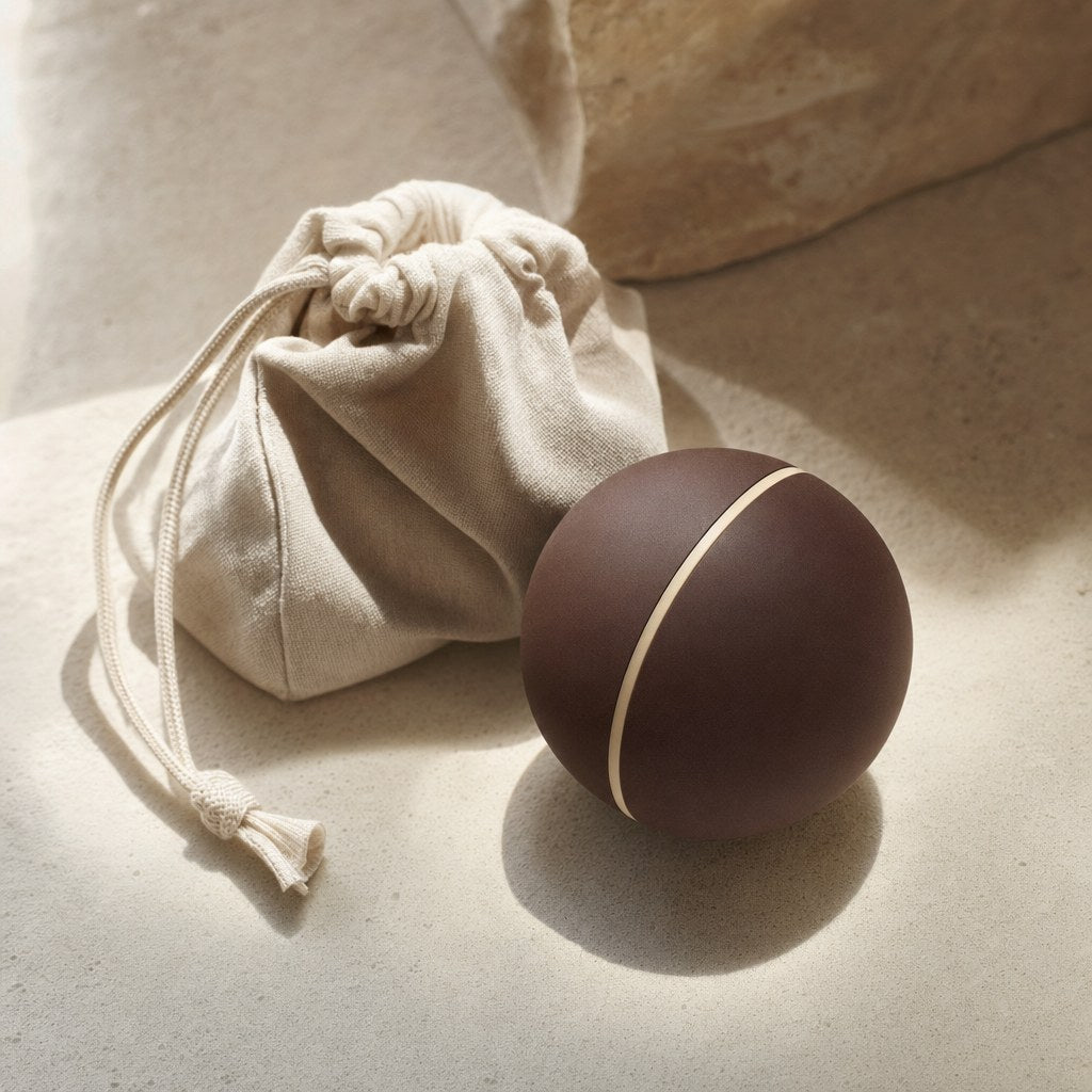 The Sphere — dual-density recovery ball in espresso silicone