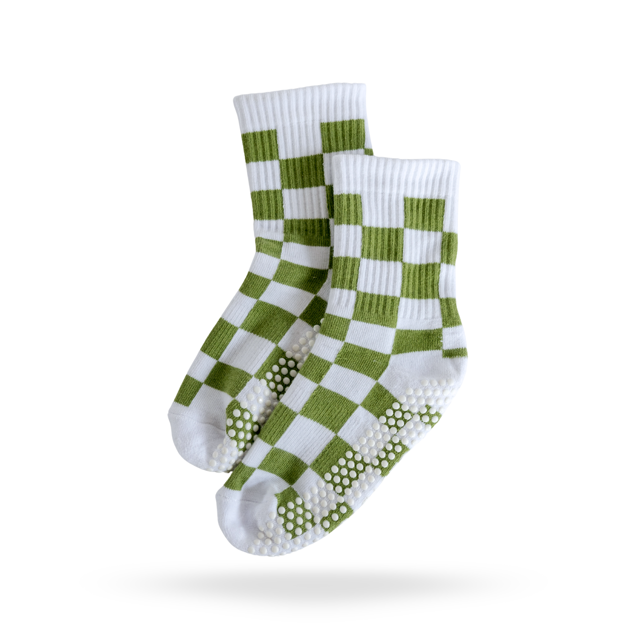Pilates Socken in Weiß und Grün, Modell GRÜN KARO