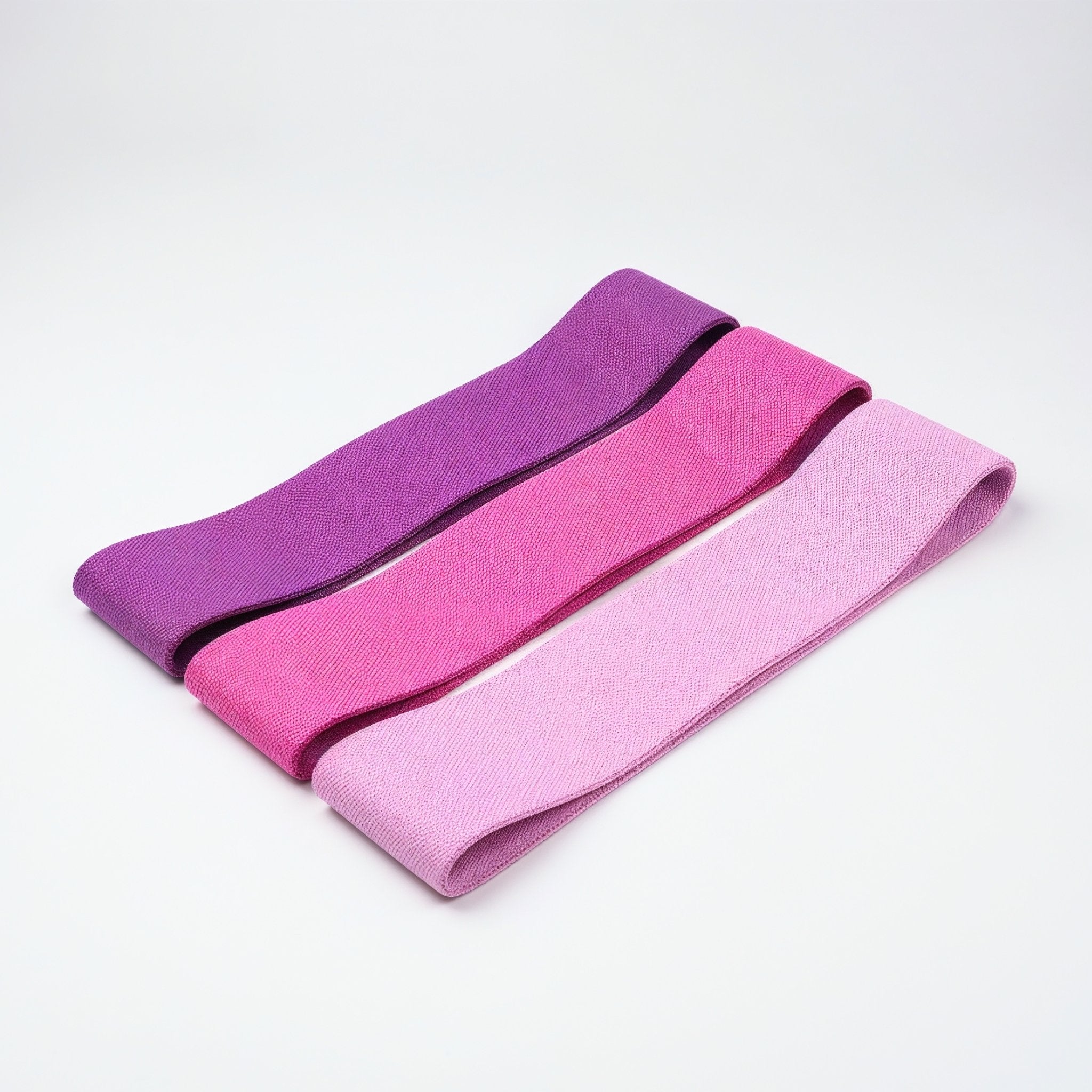 Pilates Bänder von CASALEO in drei Stärken in Pink-Tönen