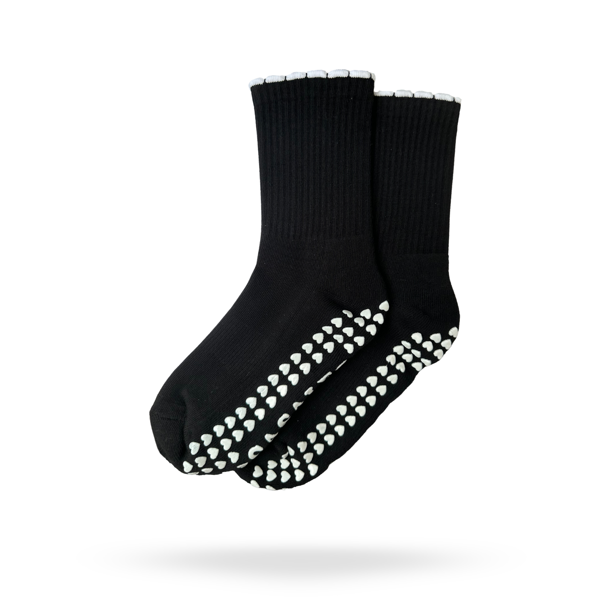 CASALEO Grip Socken in Schwarz mit Rüschen Detail in Weiß, optimal für Pilates, Yoga und Barre