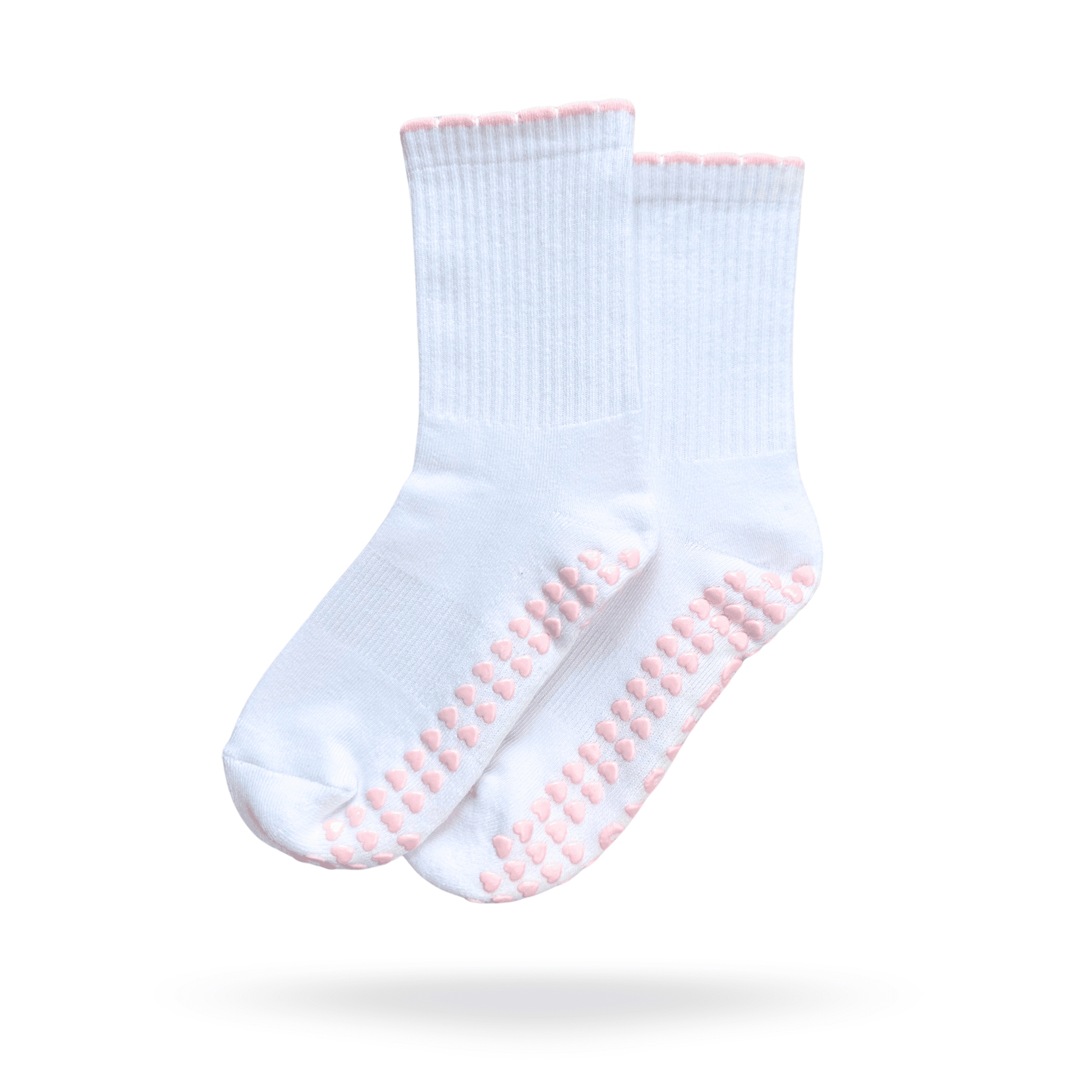 CASALEO Grip Socken in Weiß mit Rüschen Detail in Pink