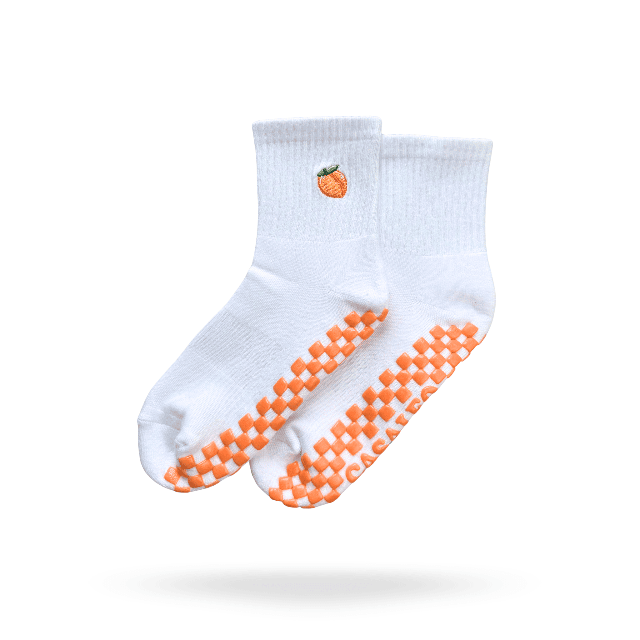 CASALEO Grip Socken mit orangener Grip Sohle und Pfirsich Icon, ideal für Pilates, Yoga und Barre