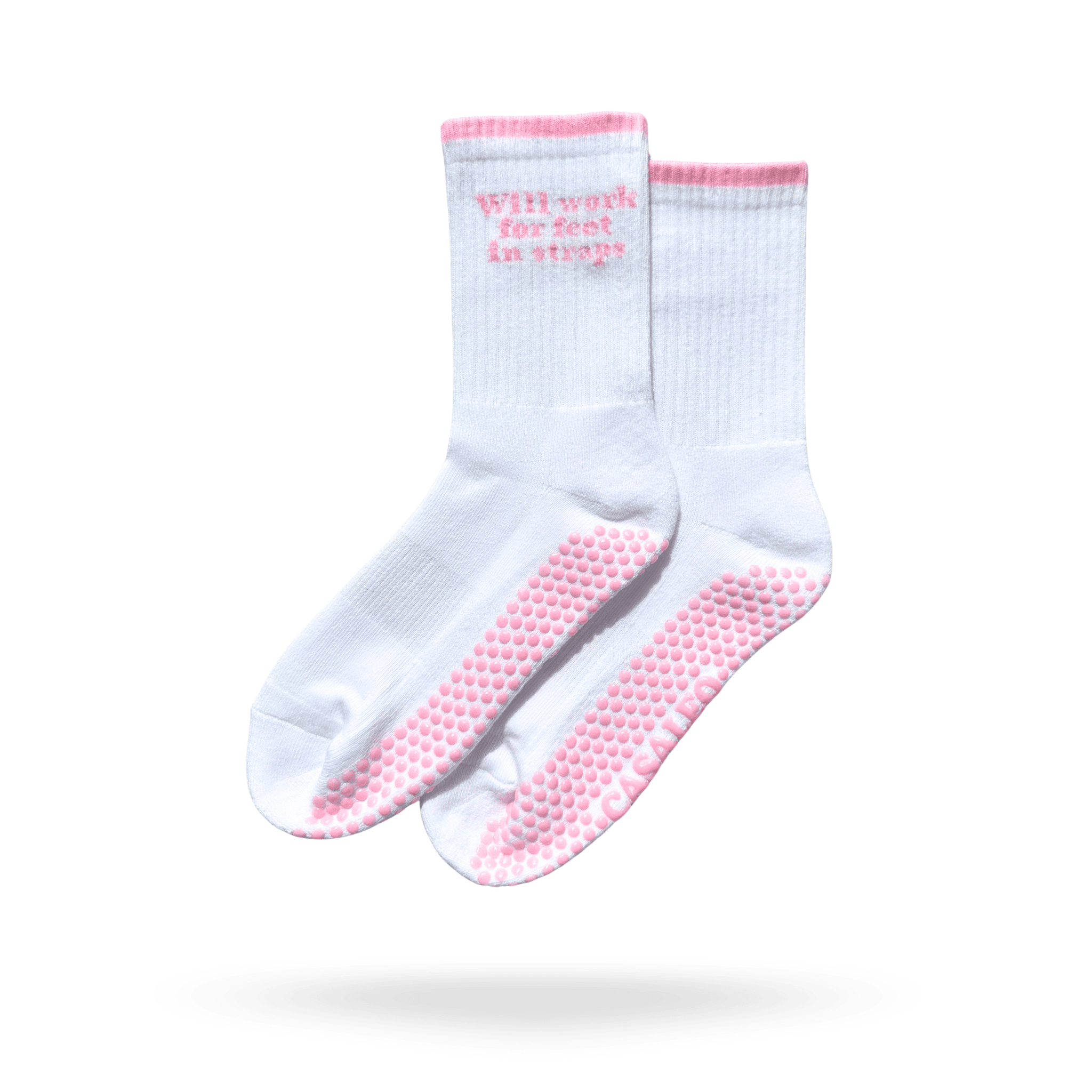 CASALEO Grip Socken in mit "will work for feet in straps Aufschrift, optimal für Pilates, Yoga und Barre