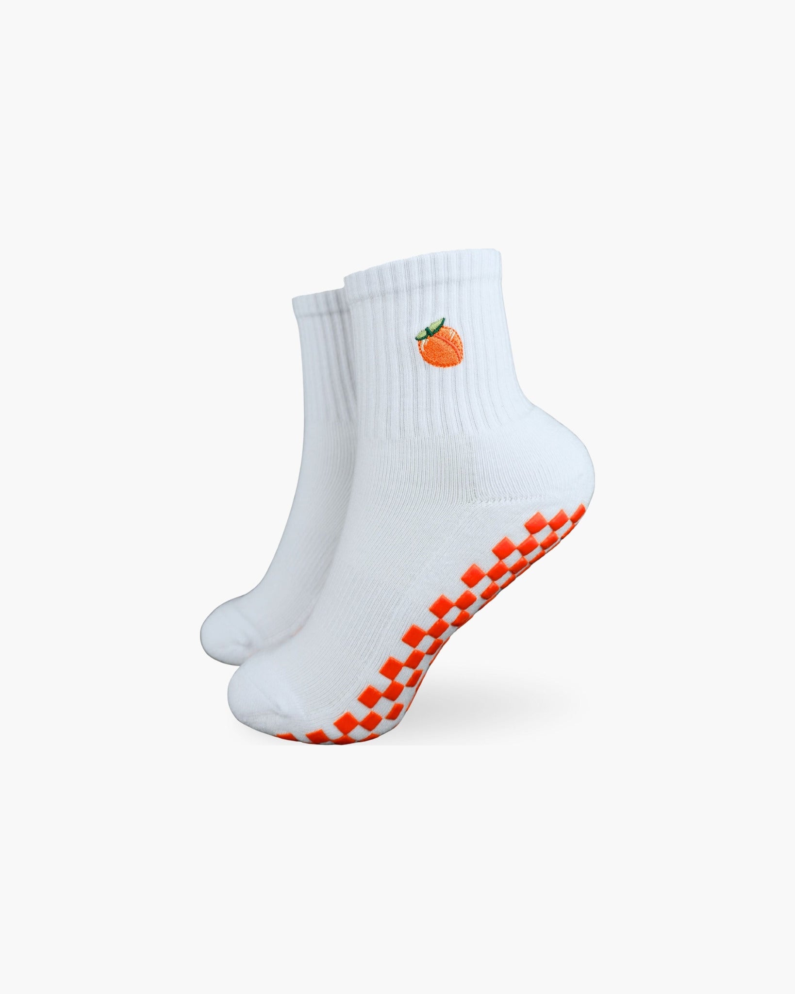 CASALEO Grip Socken mit orangener Grip Sohle und Pfirsich Icon, ideal für Pilates, Yoga und Barre