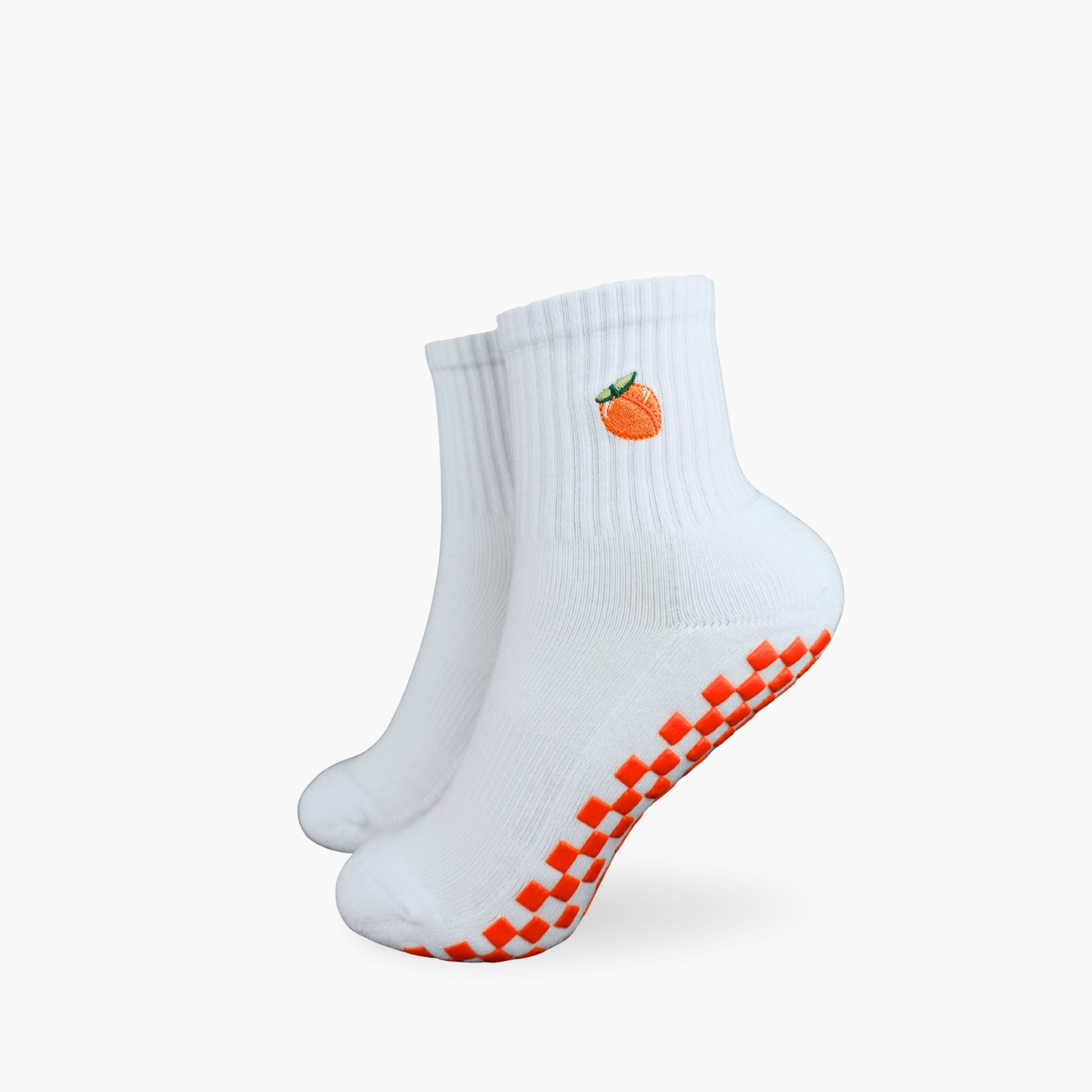 CASALEO Grip Socken mit orangener Grip Sohle und Pfirsich Icon, ideal für Pilates, Yoga und Barre