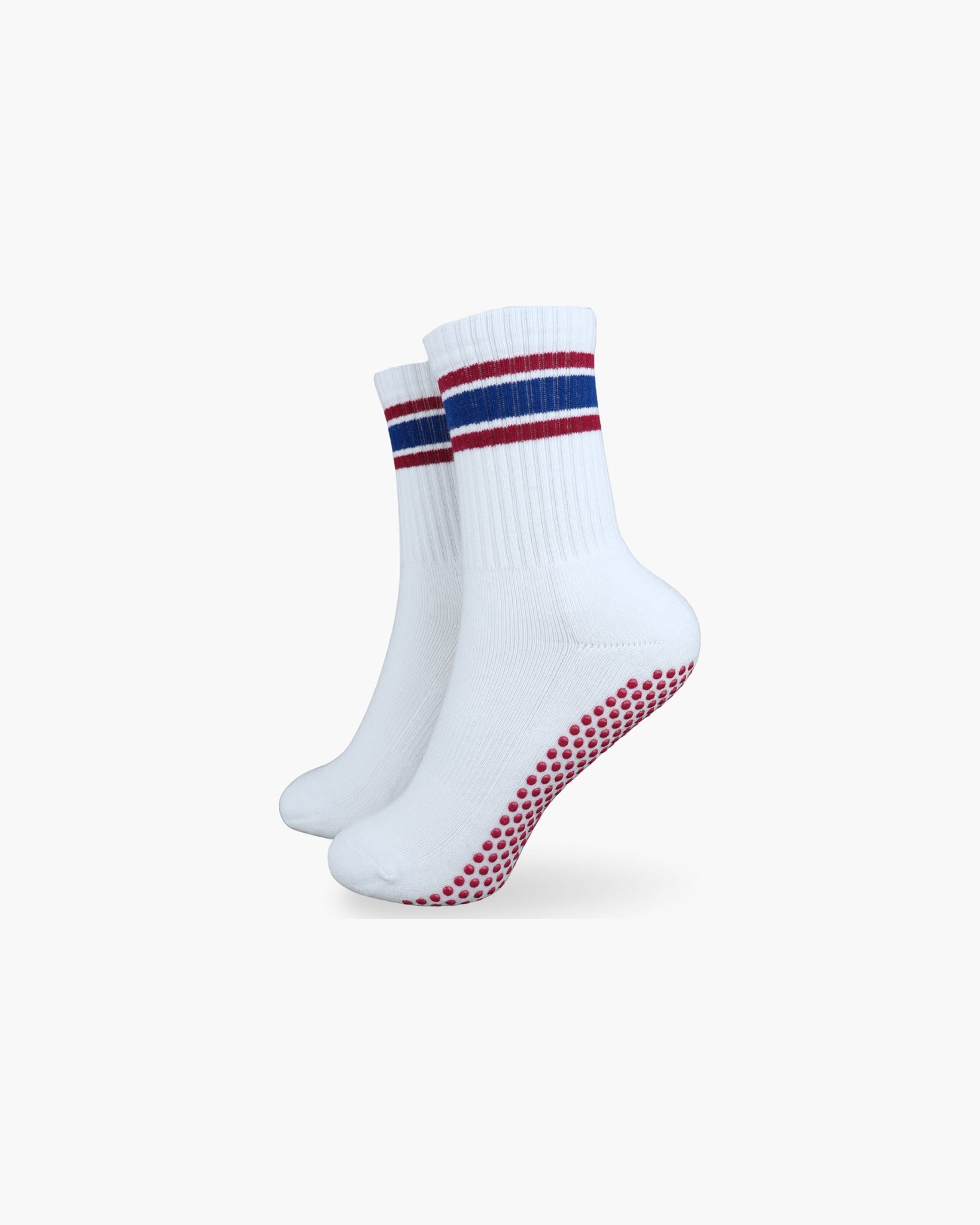 Weiße CASALEO Grip Socken mit Streifen, optimal für Pilates, Yoga und Barre