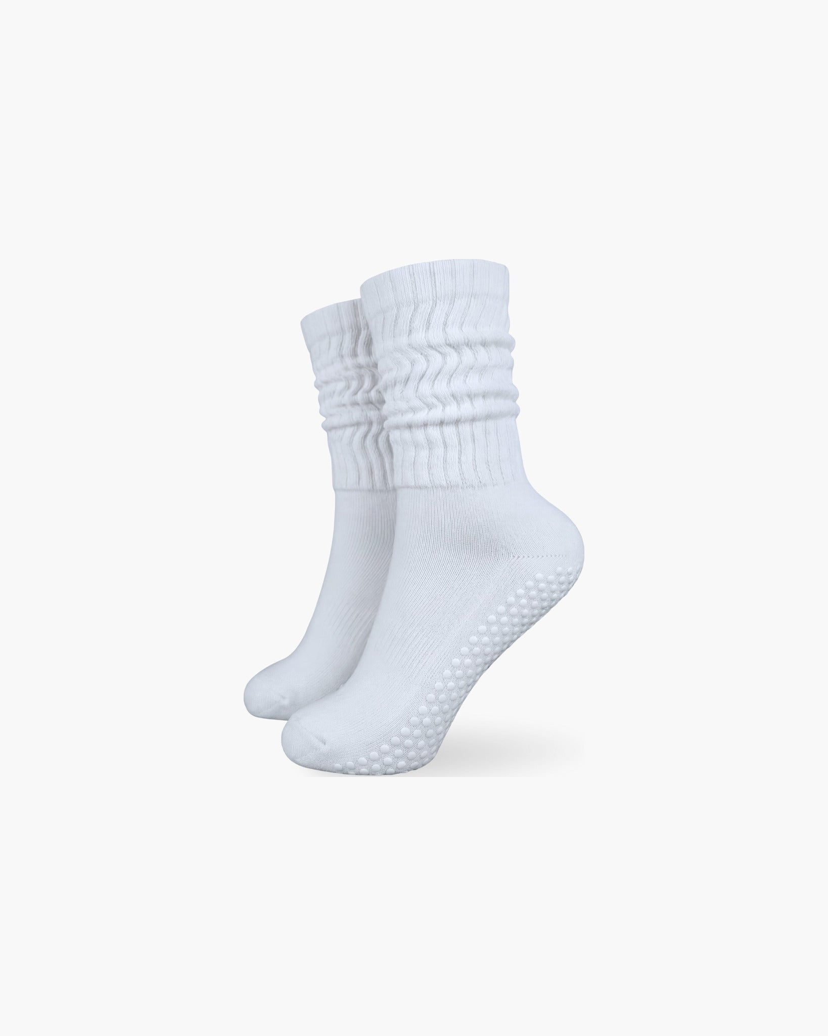Weiße CASALEO Scrunch Grip Socken, optimal für Pilates, Yoga und Barre