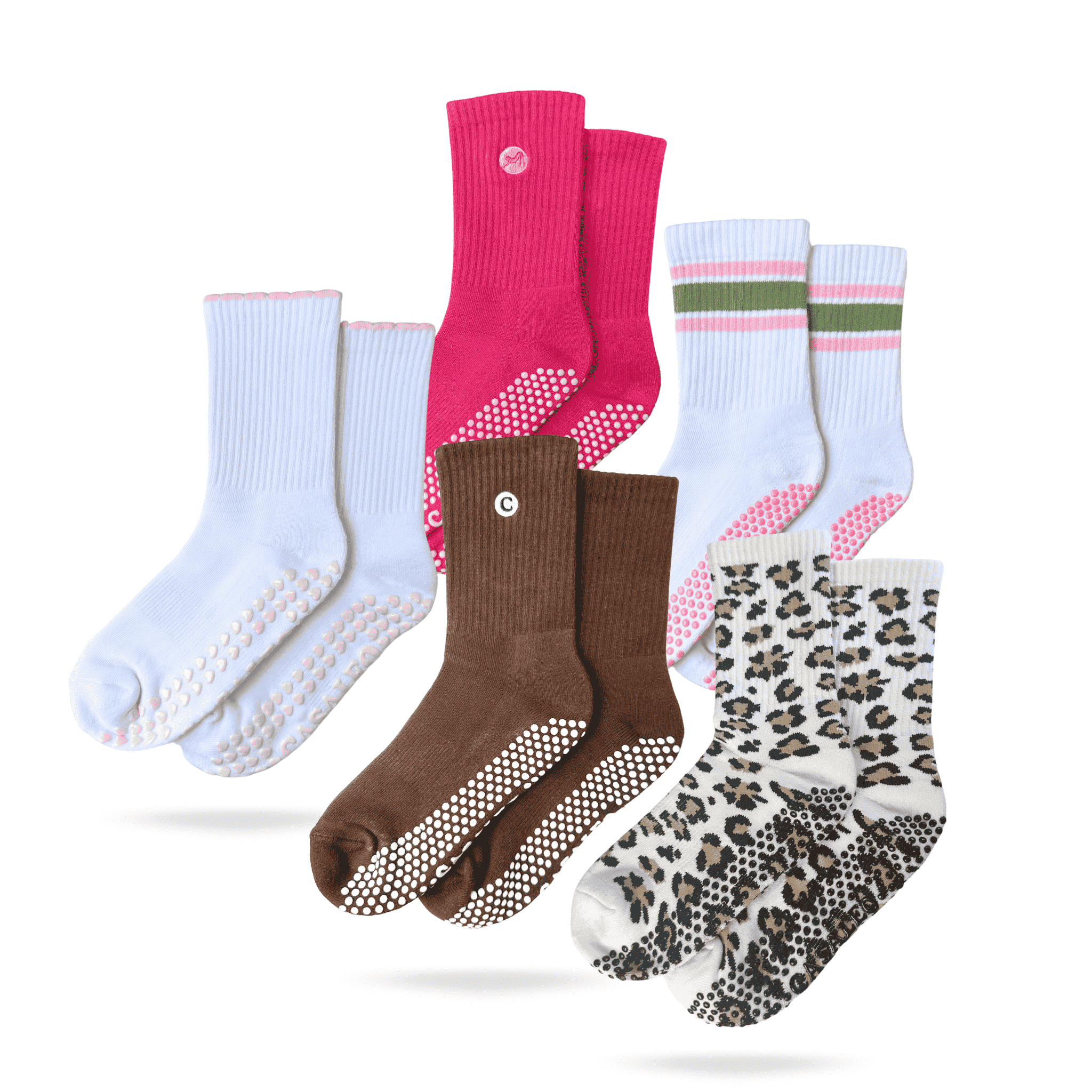 5 verschiedene CASALEO Grip Socken vor weißem Hintergrund 