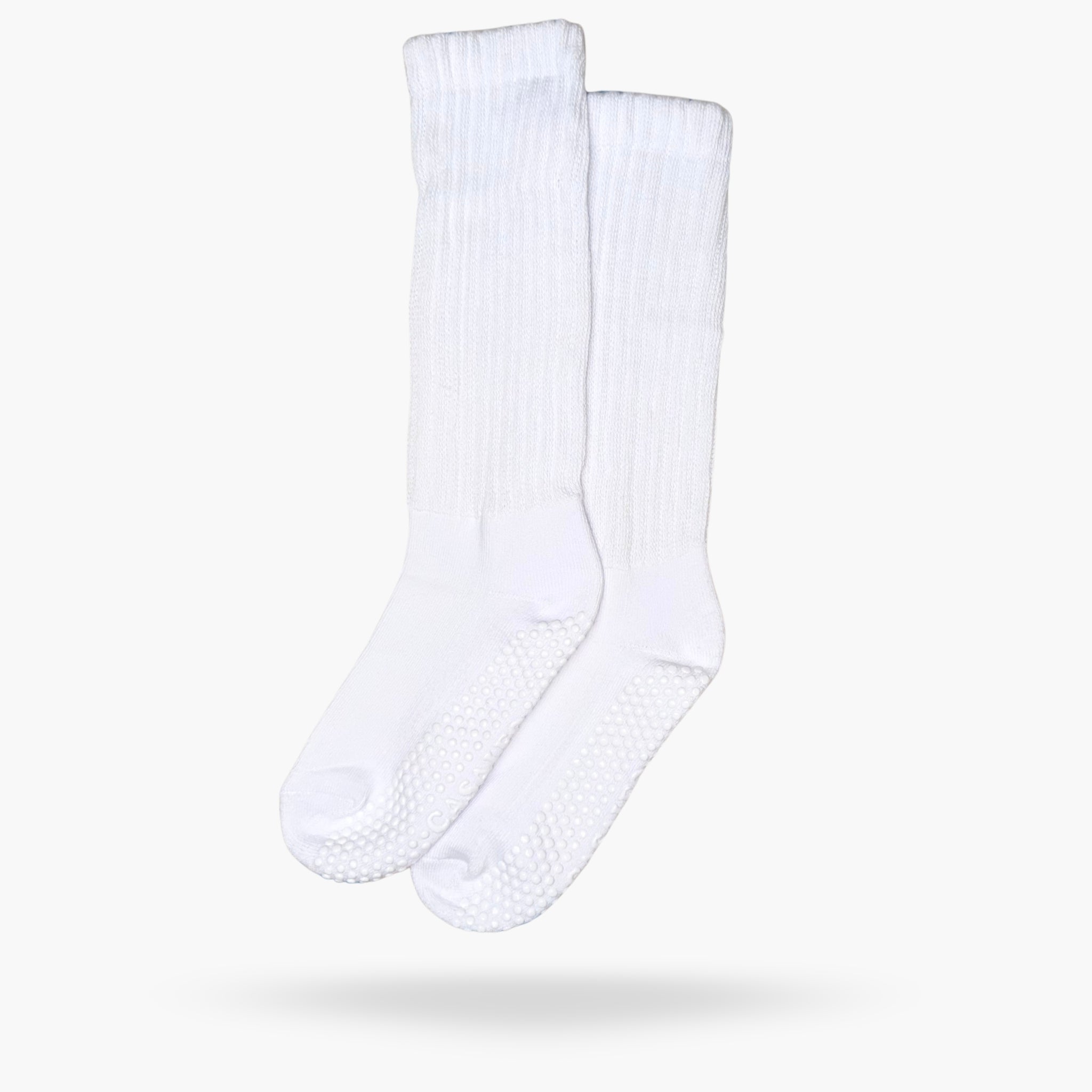 Weiße CASALEO Scrunch Grip Socken, optimal für Pilates, Yoga und Barre