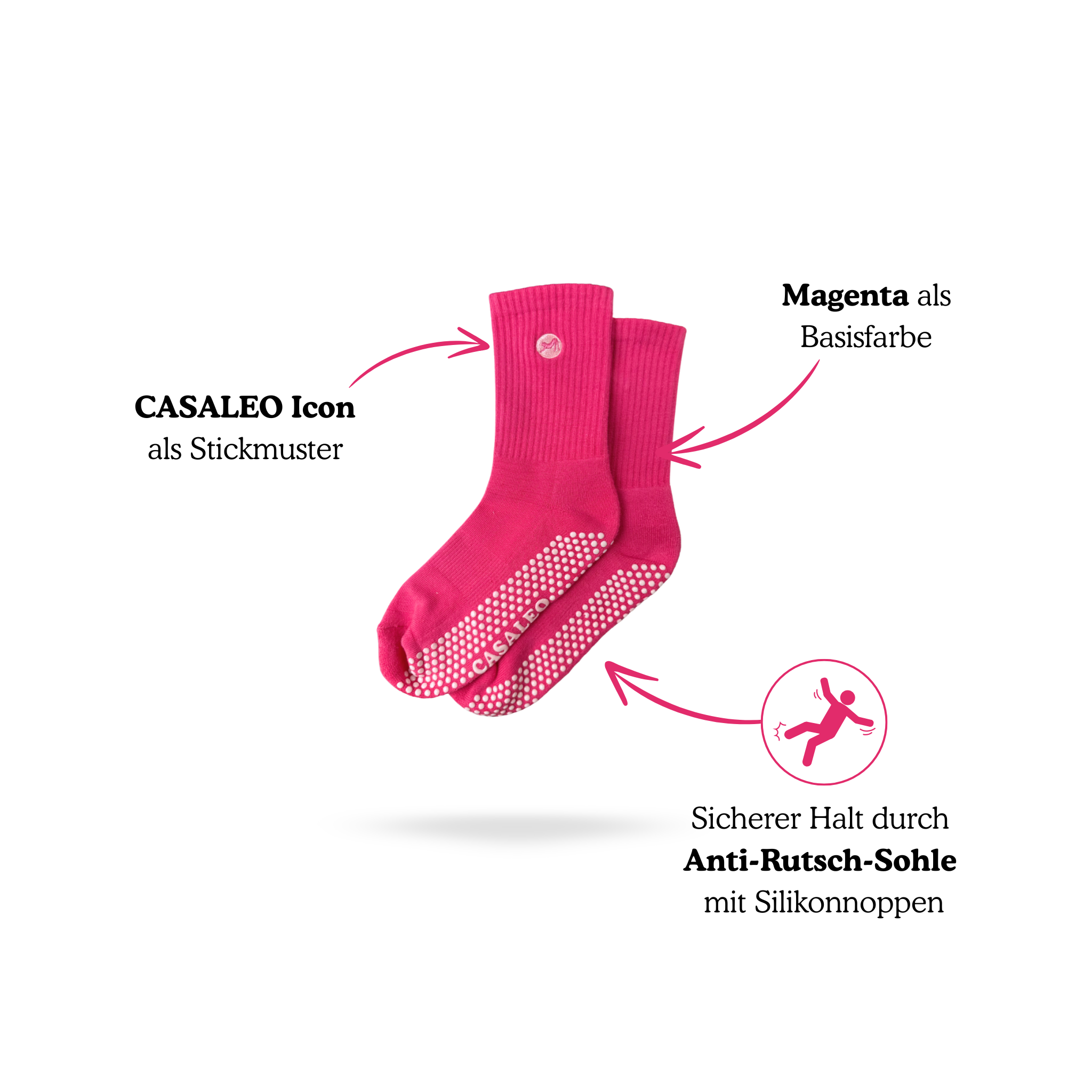 Vorteile der CASALEO Grip Socken in Magenta erklärt