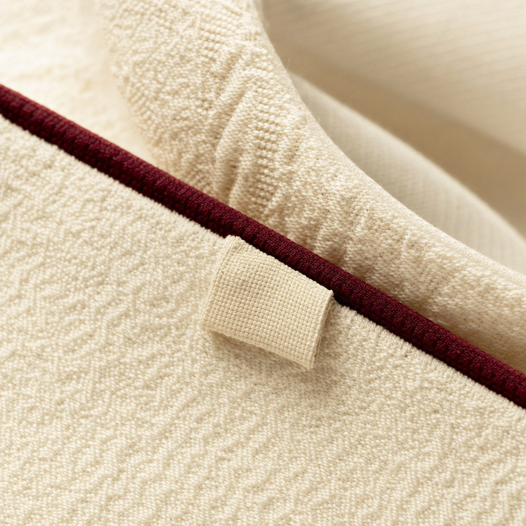 The Wrap — knit and bordeaux piping detail